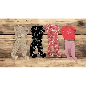 Lot of 4 - Girl's 2 Pc. Pajama Sets (8 pc.), Size 4, Bows, Flowers, Carters